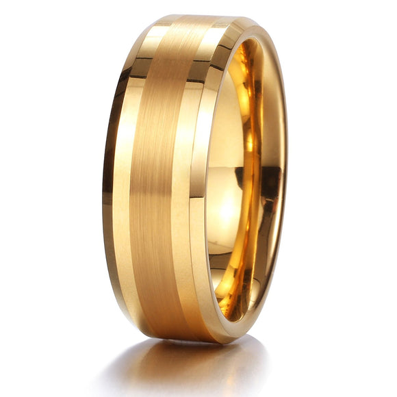 King Will GLORY 8mm Gold Tungsten Ring Mens Wedding Band R144