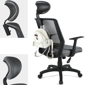 Ezcheer Mesh Office Chair Mesh Headrest or Padded Headrest Dark Grey