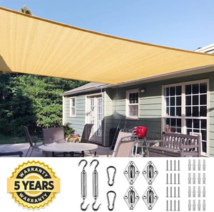 Quictent 185GSM HDPE 20' x 20' Square Shade Sail-Sand