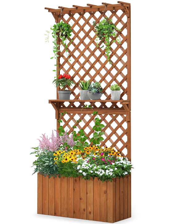 plant lattice indoor Quictent 30x12x70 in Wood Planter Box w/ Lattice Trellis for Vine Clim – Brandline