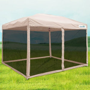 Quictent Ez Pop up Canopy with Netting Screen House Instant Gazebo Party Tent Mesh Sides Walls With Carry BAG Tan-4 Sizes