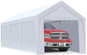 Peaktop Outdoor 10 x 20 ft Upgraded Heavy Duty Carport Car Canopy with Removable Sidewalls, Portable Garage Tent Boat Shelter with Reinforced Triangular Beams,White