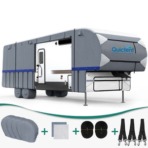 Quictent Upgraded 5th Wheel RV Cover, Extra-Thick 6-Ply Camper Cover, Fits 26 - 29Ft Motorhome -Breathable Waterproof Quick-Drying Rip-Stop Anti-UV, Grey