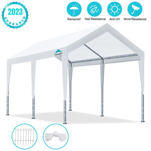 10' x 20' Heavy Duty Carport Car Canopy Garage Shelter Party Tent, Adjustable Height from 6.5ft to 8.0ft, White