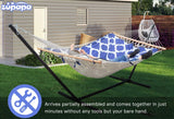 Zupapa 12' Cotton Rope Pad Hammock with Stand & Bags-Geometric Royal Blue