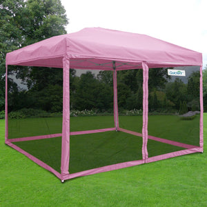 Quictent 8.2'x8.2' Ez Pop up Canopy Gazebo Mesh Side Wall Screen House With Carry BAG Pink