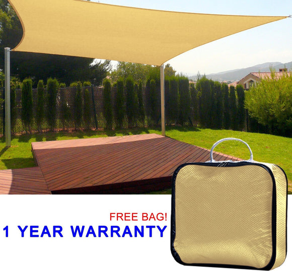 Quictent 10'x15' Rectangle Square Sand Sun Sail Shade Canopy Top Cover Outdoor Patio, 98% Uv-blocked W/free Bag- Sand