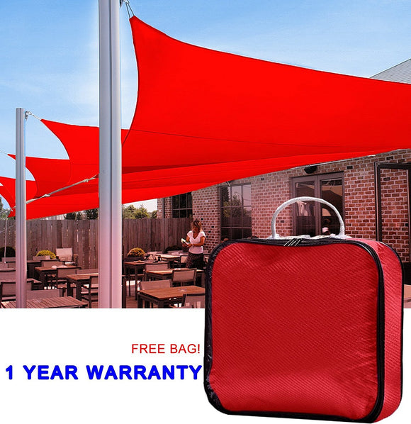Quictent 185G HDPE Rectangle 13'x10' Sun Sail Shade Canopy UV Block Top Outdoor Cover Patio Garden Red