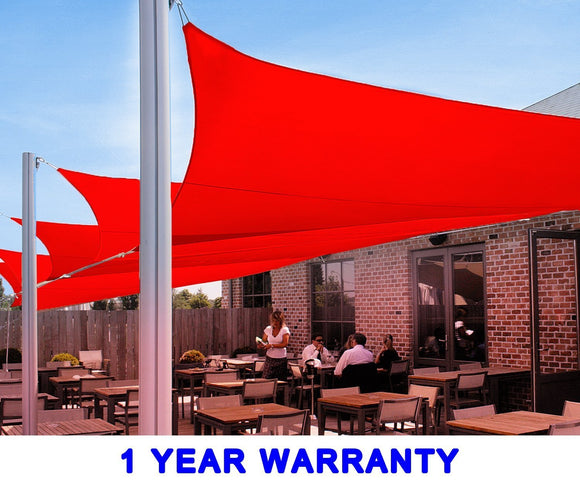 Quictent 24ft. x 24ft. Square Sun Sail Shade Canopy UV Block Red