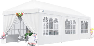 Peaktop Outdoor 10'x30' Outdoor Canopy Party Tent Patio Camping Gazebo Shelter Pavilion Wedding BBQ Events with 6 Removable Side Walls