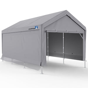 10x20ft Upgraded Heavy Duty Carport with Adjustable Heights from 9.5ft to 11.0ft,Portable Car Canopy with Removable Sidewalls, Garage Tent, Boat Shelter with Reinforced Triangular Beams,4 Weight Bags
