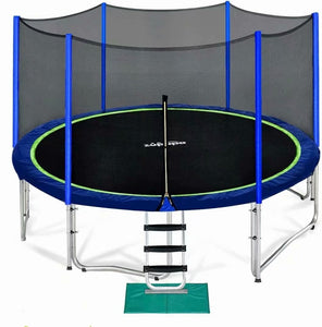 Zupapa 15 14 12 10 8ft Outdoor Trampoline with 425lbs Weight Capacity for Kids Adults,Trampolines with Sprinkler Safety Enclosure Net