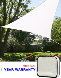 Quictent 185G HDPE Triangle 12x12x12 FT Sun Sail Shade Canopy UV Block Top Outdoor Cover Patio Garden Sand + Free Carry Bag Ivory