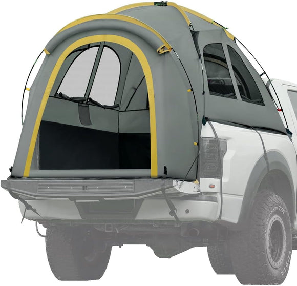 Quictent Pickup Truck Tent for Full Size Short Bed (5.5'-5.8'), Waterproof PU2000mm 2-Person Sleeping Capacity Truck Bed Tent with Removable Awning, Rainfly ＆ Storage Bag Included (Green&Yellow)