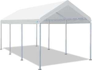 ADVANCE OUTDOOR 10' x 20' Heavy Duty Carport Car Canopy Garage Boat Shelter, Adjustable Height from 9.5ft to 11ft, White