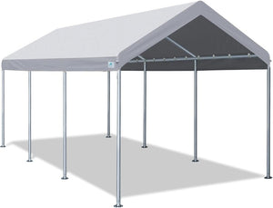 ADVANCE OUTDOOR Adjustable 10x20 ft Heavy Duty Carports, Adjustable Height from 9.5 ft to 11 ft, Gray