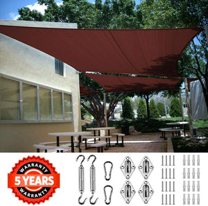 Quictent 185 GSM HDPE 20' x 20' Square Shade Sail-Terracotta