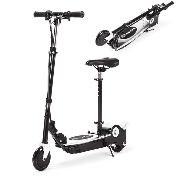 MAXTRA Upgraded E120 Adjustable Handlebar and Removable Seat Folding Electric Scooter-Black
