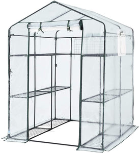 Quictent 56''x56''x77'' Mini Greenhouse with Mesh Door 3 Windows&12 Shelves-Clear