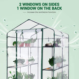 Quictent 56''x56''x77'' Mini Greenhouse with Mesh Door 3 Windows&12 Shelves-Clear