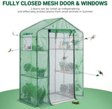 Quictent 56"Wx29"Dx77"H Walk-in Greenhouse with Mesh Door 2 Windows&6 Shelves-Green