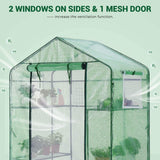 Quictent 56"Wx29"Dx77"H Walk-in Greenhouse with Mesh Door 2 Windows&6 Shelves-Green