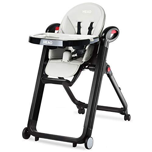 HEAO Adjustable Baby Folding High Chair-Light Gray