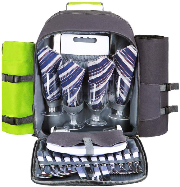 HOMAKER Picnic Backpack for 4 Person (Green)