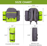 HOMAKER Picnic Backpack for 4 Person (Green) size chart