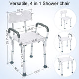 Health Line Adjustable Bath Chair-White & Gray