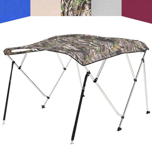 KING BIRD 3 Bow Bimini Top Cover Sun Shade Boat Canopy Waterproof 1 Inch Stainless Aluminum Frame 46" Height with Rear Support Poles and Storage Boot 5 Colors 5 Sizes