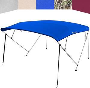KING BIRD 4 Bow Bimini Boat Top Cover Sun Shade Boat Canopy Waterproof 1 Inch Stainless Aluminum Frame 54" Height with Rear Support Poles and Storage Boot （Royal blue,91"-96"）