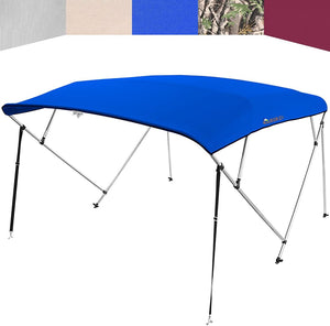 KING BIRD 4 Bow Bimini Boat Top Cover Sun Shade Boat Canopy Waterproof 1 Inch Stainless Aluminum Frame 54" Height with Rear Support Poles and Storage Boot （Royal blue,79"-84"）