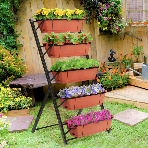 indoor planter box with stand KING BIRD 4ft Vertical Raised Garden Bed 5 Tiers Planter Box Freestand – Brandline