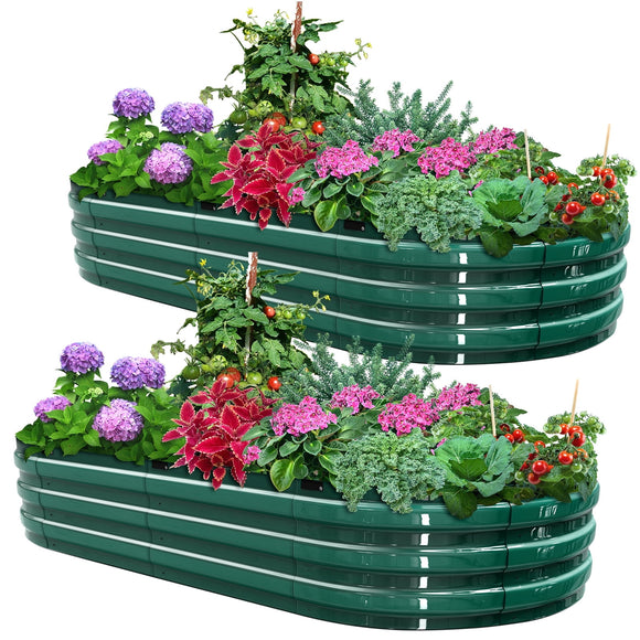 King Bird 2PCS 6x3x1 ft Raised Garden Bed Screwless Galvanized Planter Box for Outdoor Gardening Green