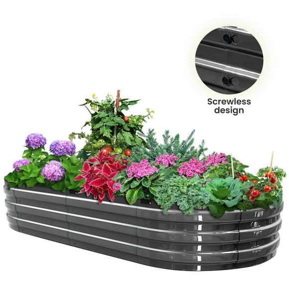 King Bird Screwless 6x3x1 ft Raised Garden Bed Galvanized Planter Box for Outdoor Gardening Dark Gray