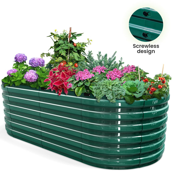 King Bird Screwless 6x3x2 ft Raised Garden Bed Heightened Galvanized Planter Box for Outdoor Gardening Green