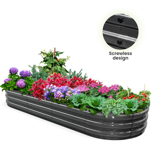 King Bird Screwless 8x3x1 ft Raised Garden Bed Galvanized Planter Box for Outdoor Gardening Dark Gray