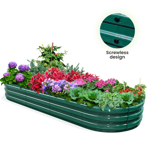 King Bird Screwless 8x3x1 ft Raised Garden Bed Galvanized Planter Box for Outdoor Gardening Green