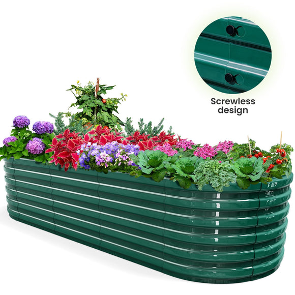 King Bird Screwless 8x3x2 ft Raised Garden Bed Galvanized Deep Planter Box for Outdoor Gardening Green