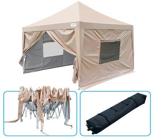 Quictent Privacy Upgraded Pyramid 10' x 10' Pop Up Canopy-Beige