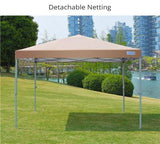 Quictent Screen Upgraded 10'x10' Pop Up Canopy with Mesh Sidewalls-Tan