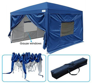 Qucitent Upgraded Privacy 10' x 10' Pop Up Canopy-Navy Blue