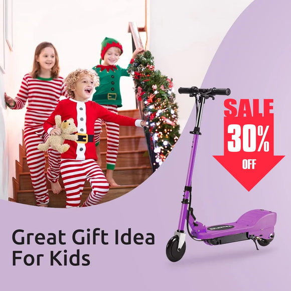 Maxtra Folding Electric Scooter with Adjustable Handlebar for Kids Ages 6-12, 155lbs Max Load, Purple