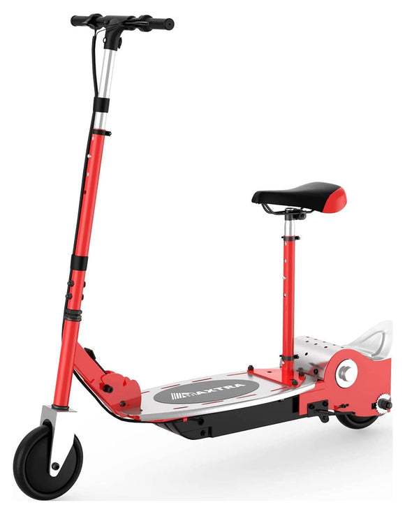Maxtra Scooters Folding Electric Scooter with Removable Seat, Adjustable Height for Kids Ages 6-12, 60 Min Run Time
