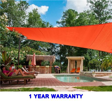 Quictent 185G HDPE 98% UV Block 26' x 20' Rectangle Sun Sail Shade With Hardware Kit-Red