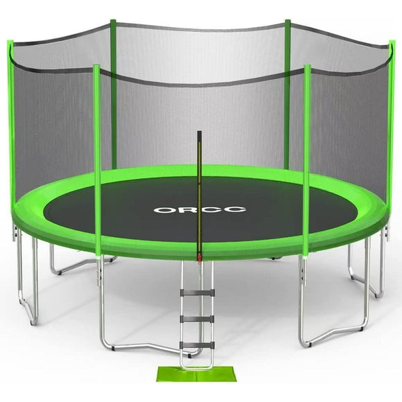 ORCC Trampoline 10 12 14 15 16FT Kids Recreational Trampolines with Enclosure Net - ASTM and CPSIA Approved- Safe Bounce Outdoor Backyard Trampoline for Kids Green