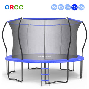 ORCC Trampoline-ASTM and CPSIA Approved-16ft 15ft 14ft 12ft 10ft Kids Recreational Trampolines with Enclosure Net Ladder Safe Bounce Outdoor Backyard Trampoline for Kids