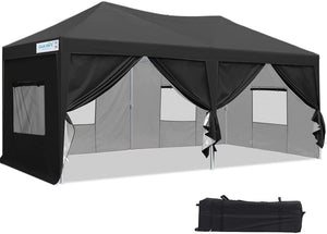 Quictent 10'x20' EZ Pop up Canopy Tent Party Tent Outdoor Canopy Event Gazebo,Black