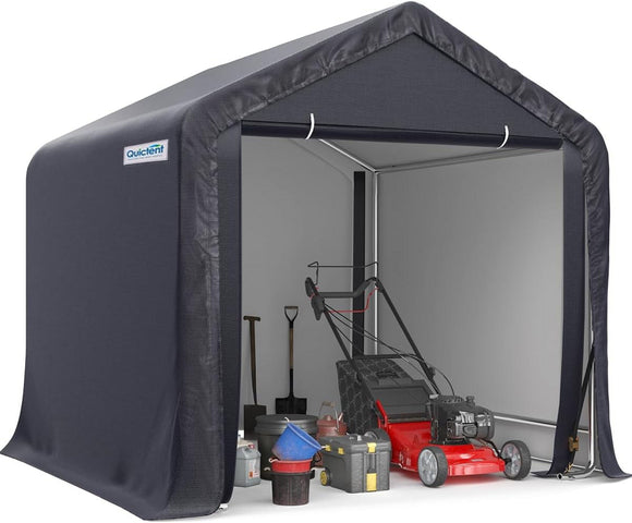 Quictent 6x6ft Carport Outdoor Storage Shed Portable Garage Shelter Storage Shelter Outdoor Shed-Dark Gray